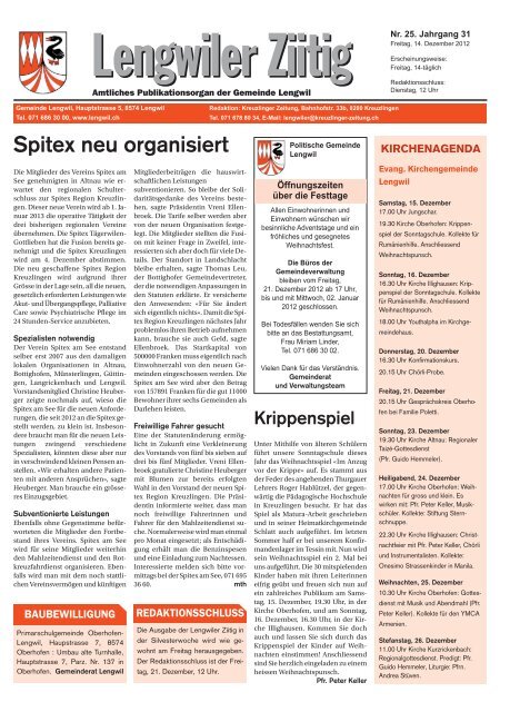 Ausgabe vom 14. Dezember 2012 [PDF - Gemeinde Lengwil