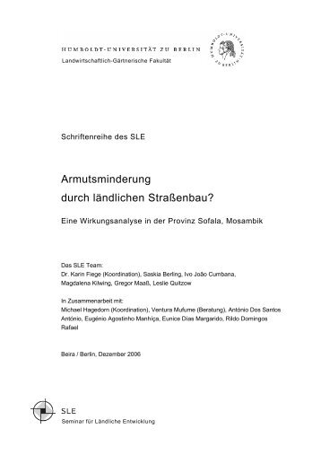 Armutsminderung durch ländlichen Straßenbau - SLE Berlin