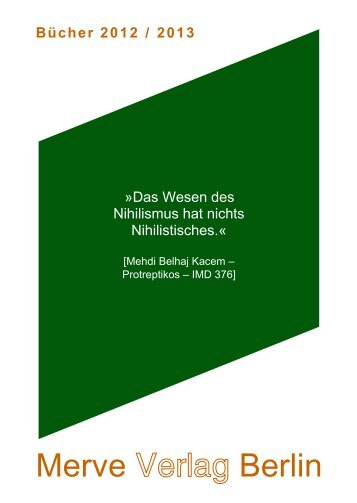 Gesamtverzeichnis - Merve Verlag Berlin
