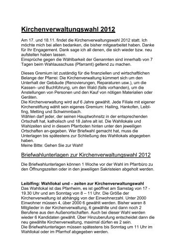 Kirchenverwaltungswahl 2012 - Pfarrei Leiblfing