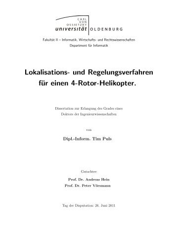 Lokalisations- und Regelungsverfahren für einen 4-Rotor-Helikopter.