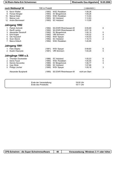 Protokolls - 1. Schwimmsportverein Ingelheim 1966 e.V.