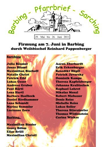 Pfarrbrief 29. Mai bis 26. Juni 2011 - Pfarrei Barbing und Sarching