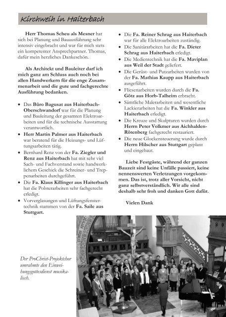 Aktuelle Ausgabe des Gemeindebriefs - Kirchengemeinde Haiterbach