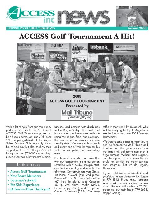 [PDF] ACCESS Golf Tournament A Hit