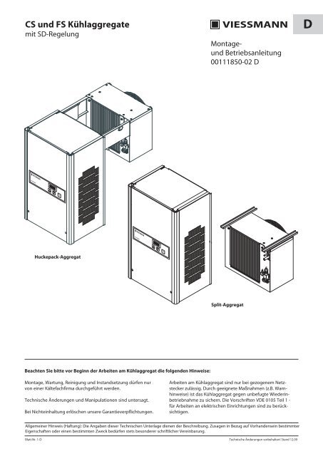 Aggregate mit SD-Regelung - Viessmann Kältetechnik