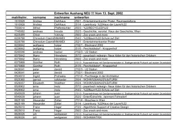 Entwerfen Aushang NEU !!! Vom 13. Sept. 2002 matrikelnr ... - IEdit