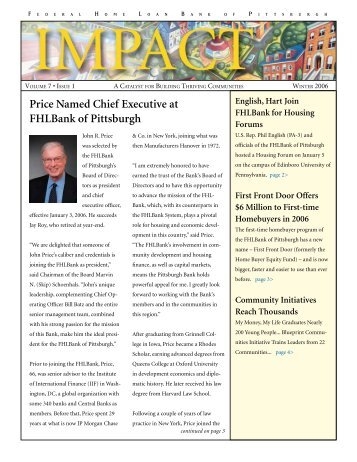 Price Named Chief Executive at FHLBank of Pittsburgh