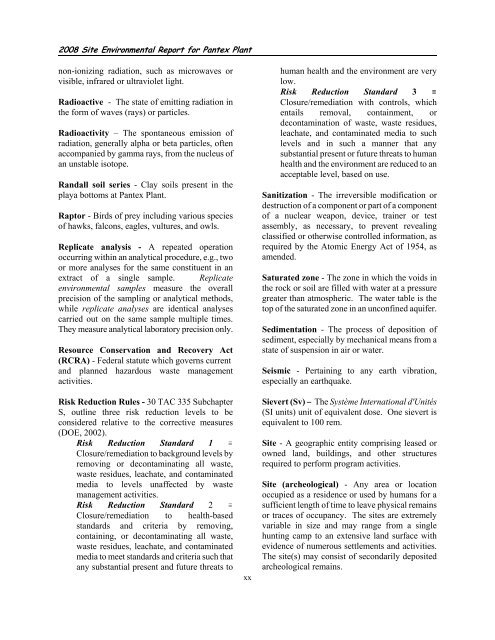 2008 Site Environmental Report for Pantex Plant