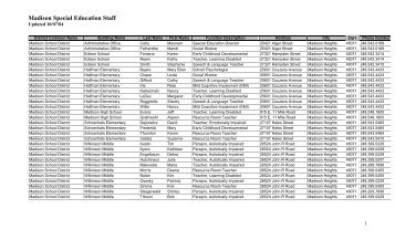 Madison Special Education Staff - Oakland Schools