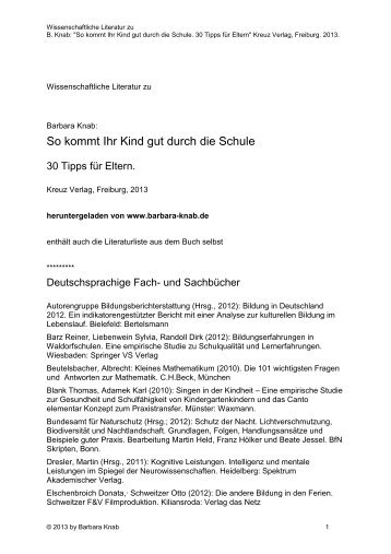 Literaturliste zum Buch als PDF - Barbara Knab