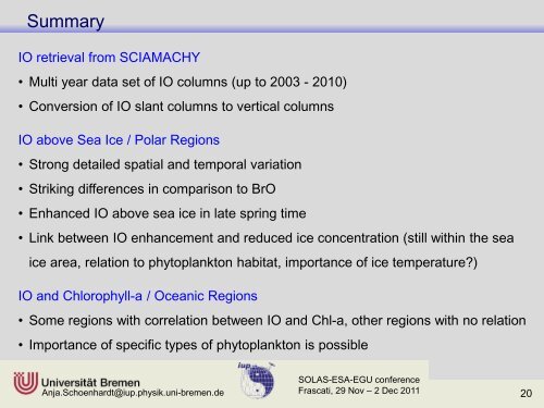 Iodine Monoxide and the Relations to Sea Ice - Congrex