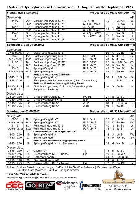 Zeitplan: Schönhausen 2012-06 - Pferdesportverband-MV