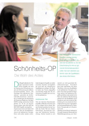 Schönheits-OP - Die Wahl des Arztes - Dr. med. Karl Schuhmann