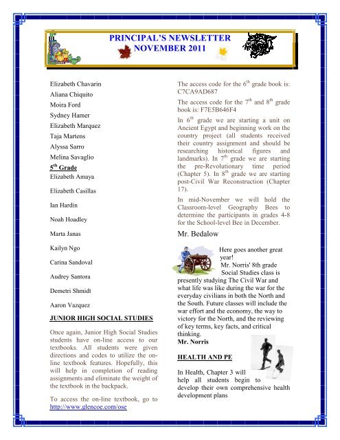 principal's newsletter november 2011 - Komarek School District 94