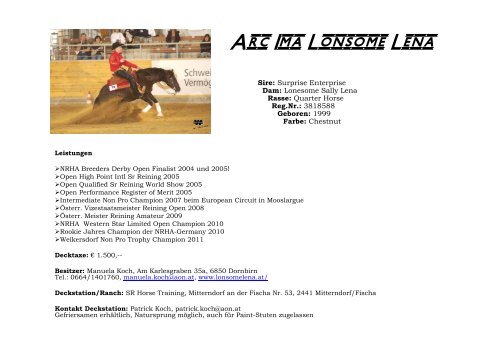 Hengste 2013 - ARHA - Austrian Reining Horse Association