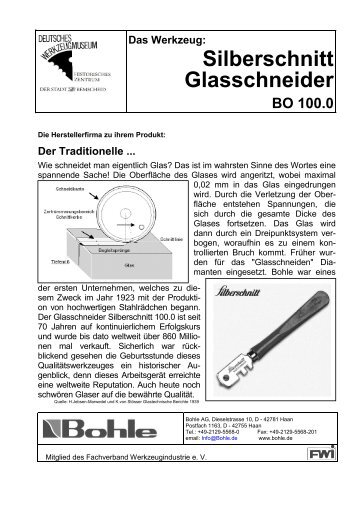 Silberschnitt Glasschneider BO 100.0 - werkzeugnachrichten.de