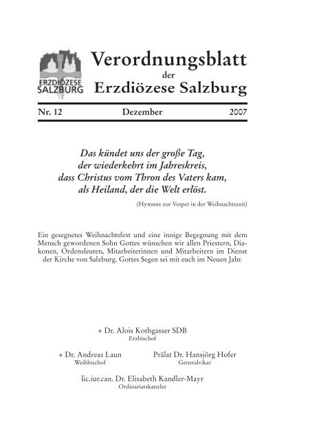 Verordnungsblatt - Erzdiözese Salzburg