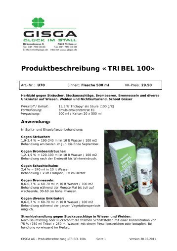 Produktbeschreibung «TRIBEL 100» - GISGA AG
