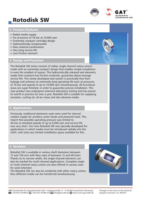 Rotodisk SW - GAT Gesellschaft für Antriebstechnik mbH