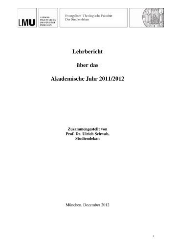 Lehrbericht über das akademische Jahr 2011/12 - Evangelisch ...