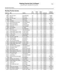 RPQuiz List Report Preview