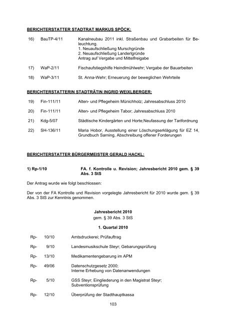 98 PROTOKOLL über die 14. ordentliche Sitzung des ... - RiS GmbH