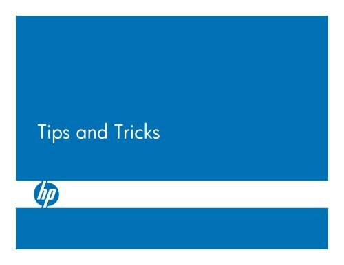 HP Software OM Tips & Techniques