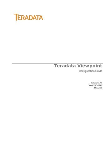 Teradata Viewpoint Configuration Guide - Teradata Developer ...