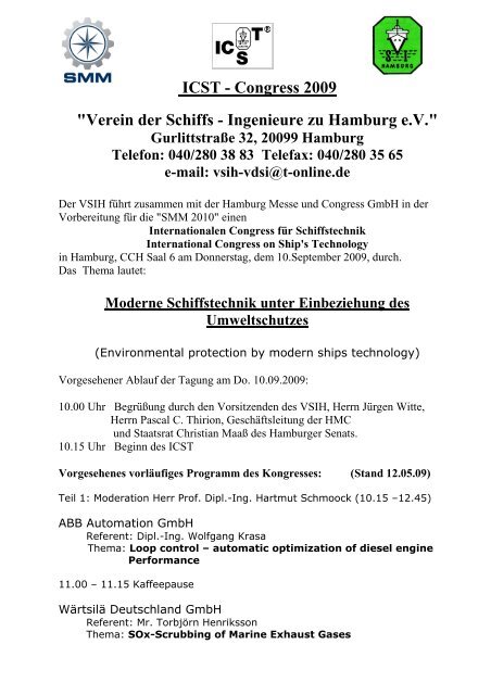 ICST - Congress 2009 "Verein der Schiffs - Ingenieure ... - GROMEX