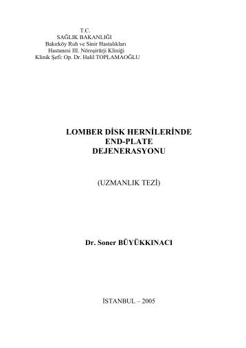 LOMBER DİSK HERNİLERİNDE END-PLATE DEJENERASYONU