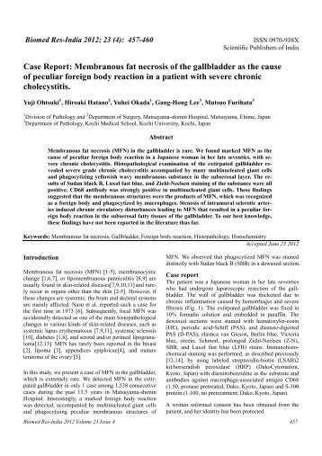 Case Report: Membranous fat necrosis of the gallbladder as the ...