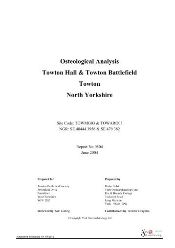Osteological Analysis Towton Hall and Towton Battlefield PDF