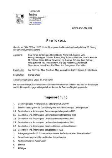 Tagesordnung - Gemeinde Schlins