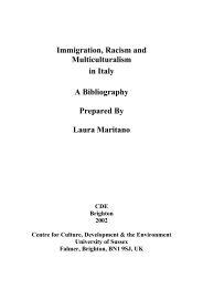 Immigration, Racism and Multiculturalism in Italy - Cirsdig