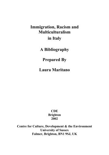 Immigration, Racism and Multiculturalism in Italy - Cirsdig