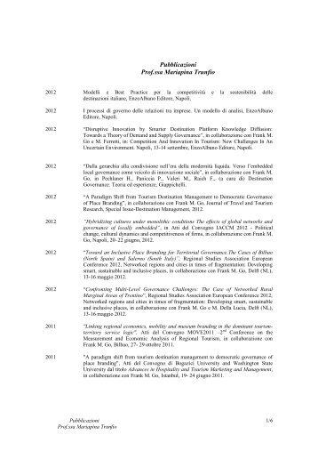 Pubblicazioni Prof.ssa Mariapina Trunfio - Facoltà di Giurisprudenza