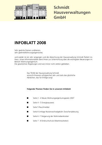 INFOBLATT 2008 Schmidt Hausverwaltungen GmbH