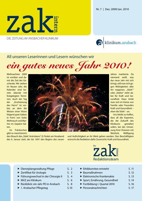 ein gutes neues Jahr 2010! - Klinikum Ansbach