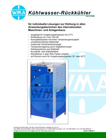 Kühlwasser-Rückkühler - WMA Schmidt & Bittner GmbH