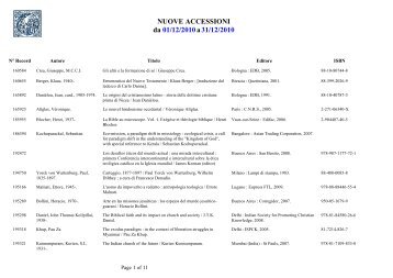 NUOVE ACCESSIONI da 01/12/2010a31/12/2010 - Pontificia ...