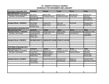 SJ Ministry Schedule - December 2012 / January 2013