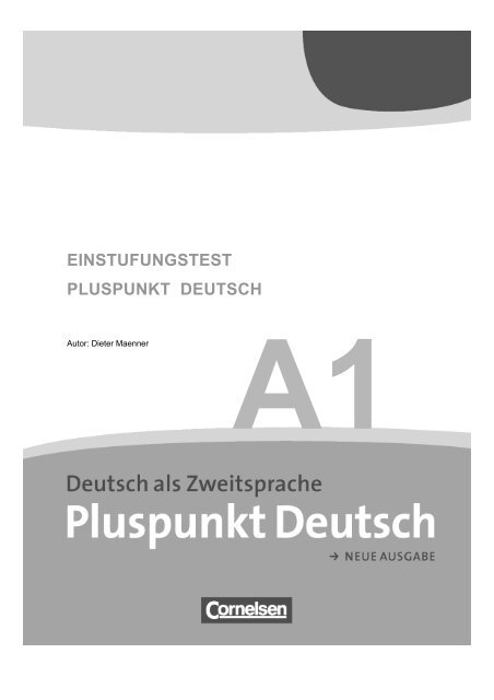 Pluspunkt Deutsch A2 Arbeitsbuch Lösungen Pdf Einstufungstest Pluspunkt Deutsch A1 - Cornelsen Verlag