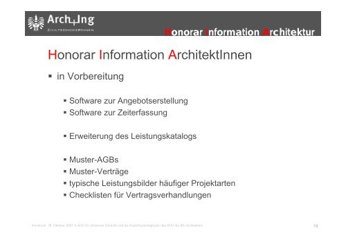 Honorar Information Architektur