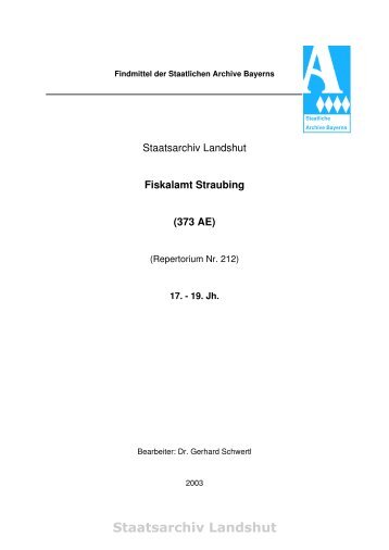 Staatsarchiv Landshut - Die Staatlichen Archive in Bayern