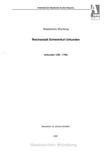 Staatsarchiv Würzburg - Die Staatlichen Archive in Bayern