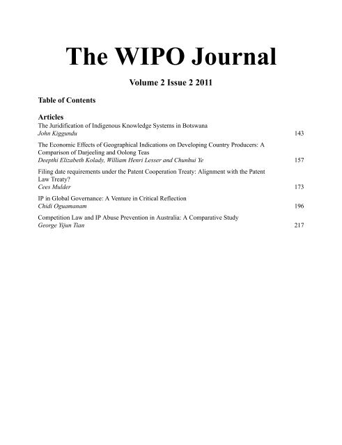 WIPO Journal - World Intellectual Property Organization