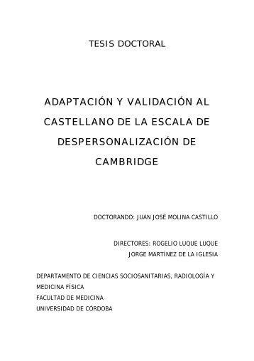 ADAPTACIÓN Y VALIDACIÓN AL CASTELLANO DE LA ESCALA ...