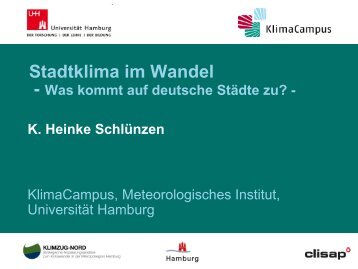 Vortrag von Prof. Heinke Schlünzen: "Stadtklima im Wandel