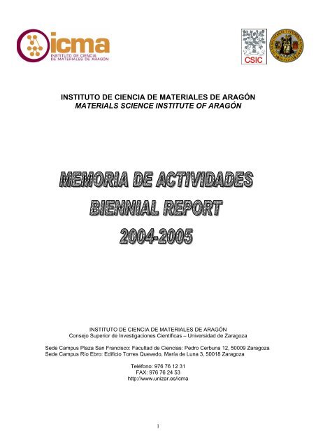 memoria años 2004-2005 - Universidad de Zaragoza